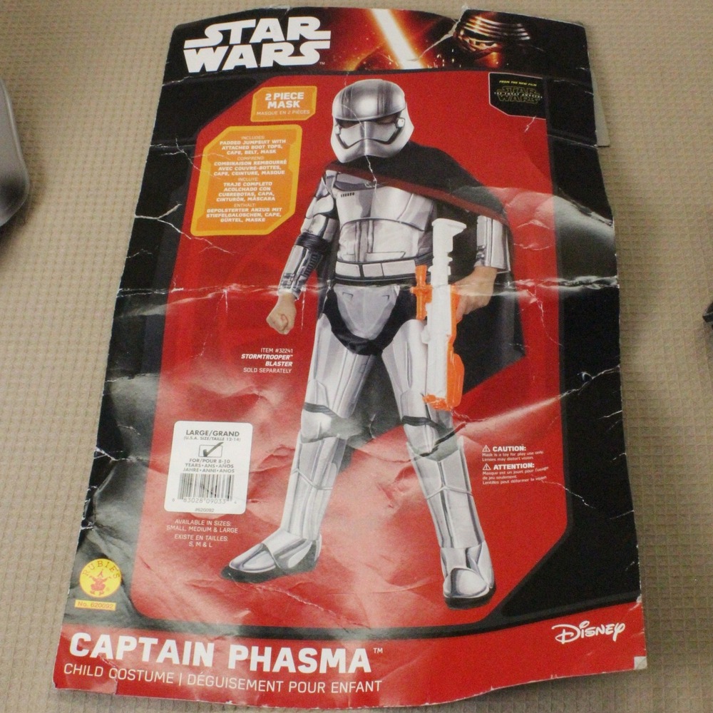 Rubies Star Wars Captain Phasma Costume Kids Large 8-10 Silver Gorpcore Sci-Fi